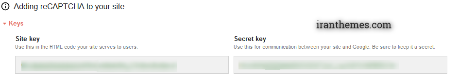 تنظیمات دریافت site key و secret key کپچای گوگل